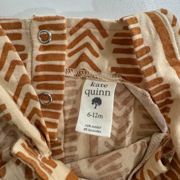 Kate Quinn Rust Mosaic Stripe Tie Overall Bubble Romper Size 6-12 Months Modal - Picture 3 of 6